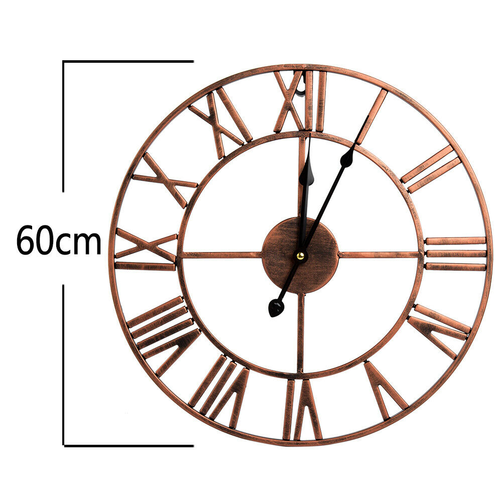 EXTRA LARGE ROMAN NUMERALS SKELETON WALL CLOCK BIG OPEN FACE ROUND 40/60/80CM