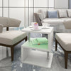 White High Gloss Coffee Table RGB LED Lights Wooden S-Shape Side Table Furniture