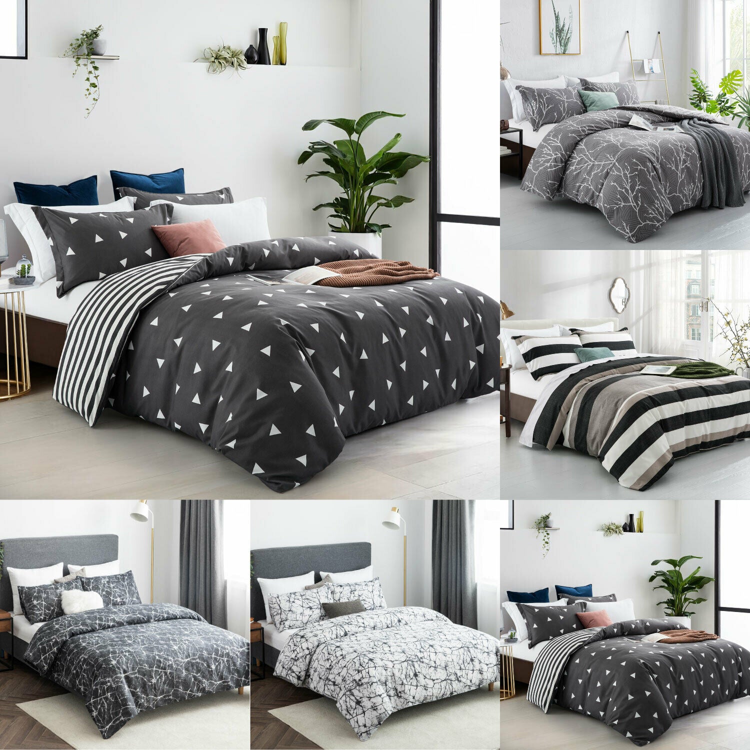 Duvet Cover Bedding Set + Pillowcase Single Double King Size Stylish Quilt Cover