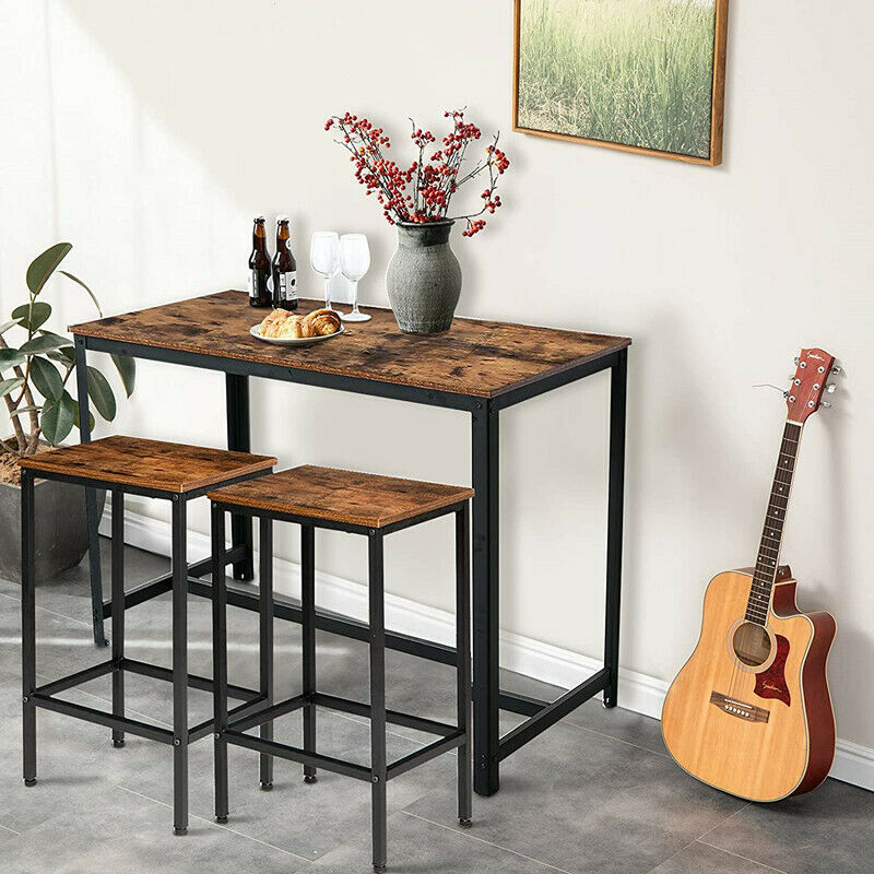 Set of 2 Industrial Bar Stools Chairs Kitchen Breakfast Bar Stools with Footrest