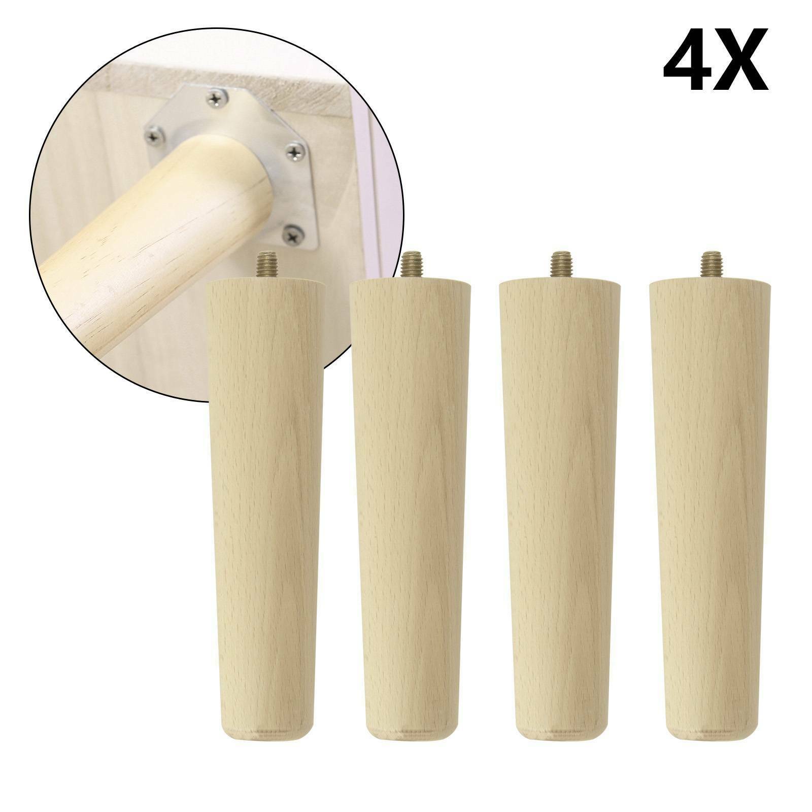 4 x Wooden Table Legs Tapered Pine Beech Ash Table Chair Stool Chest Sofa 4 Size