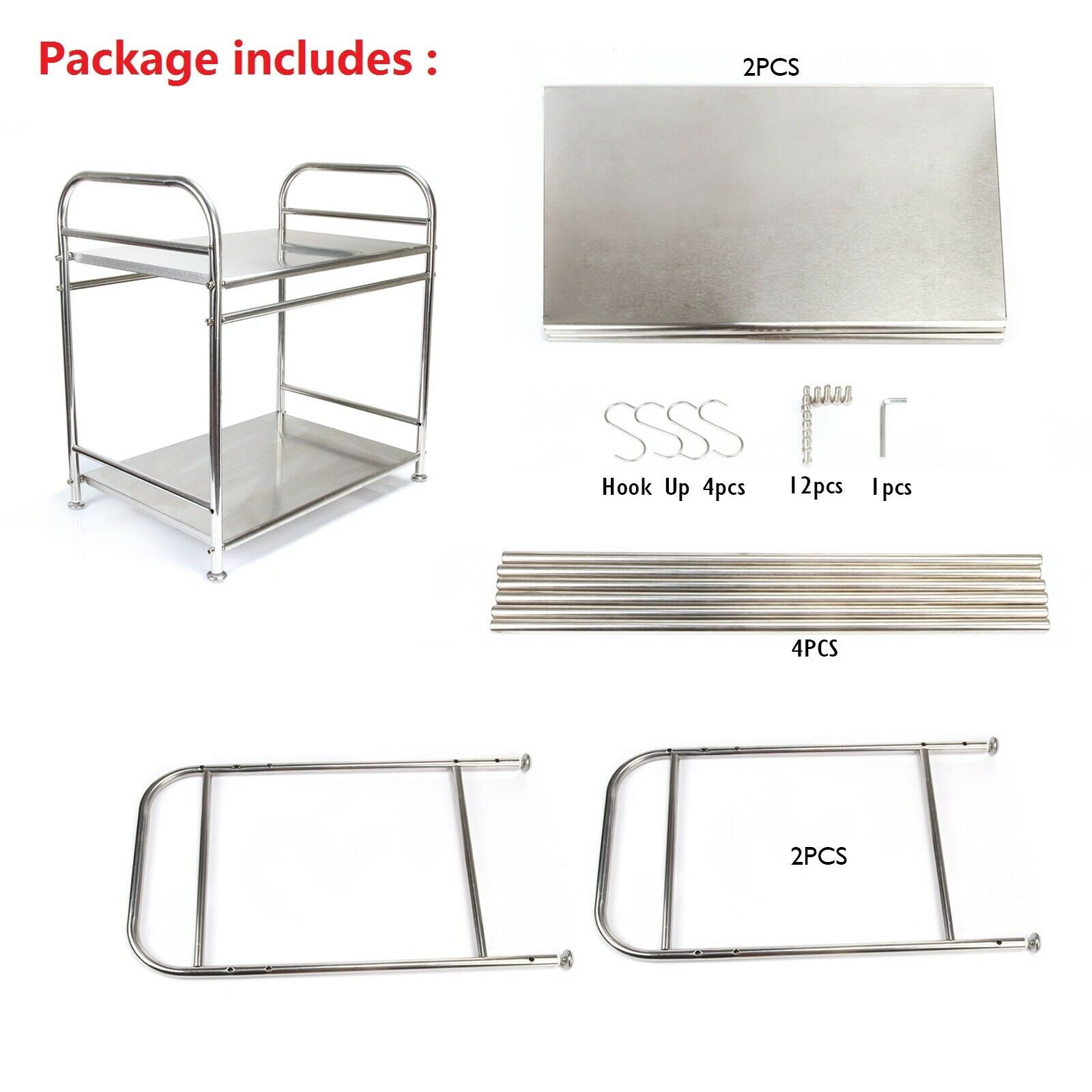 2 Tier Kitchen Shelf Stainless Steel Microwave oven Rack Stand Storage Holder