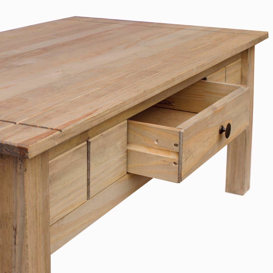 Coffee Table 1 Drawer Solid Waxed Pine Rustic Living Room Furniture