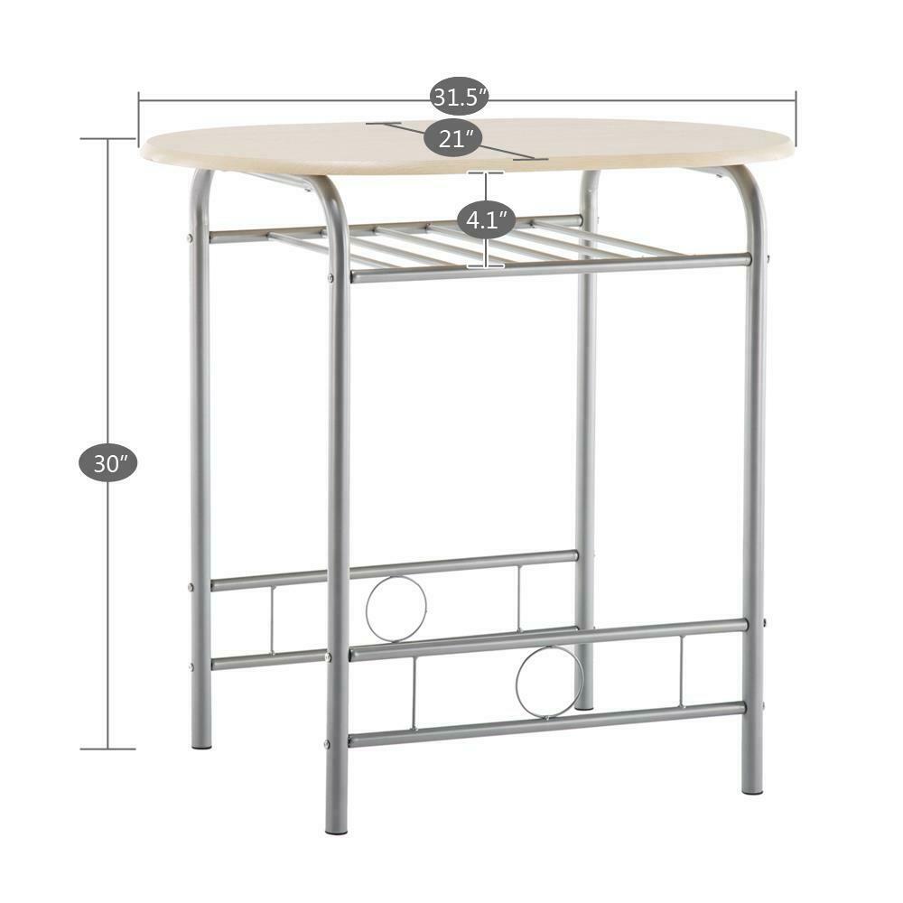 3 Pieces Dining Table and 2 Chairs Kitchen Breakfast Table Practical Durable UK