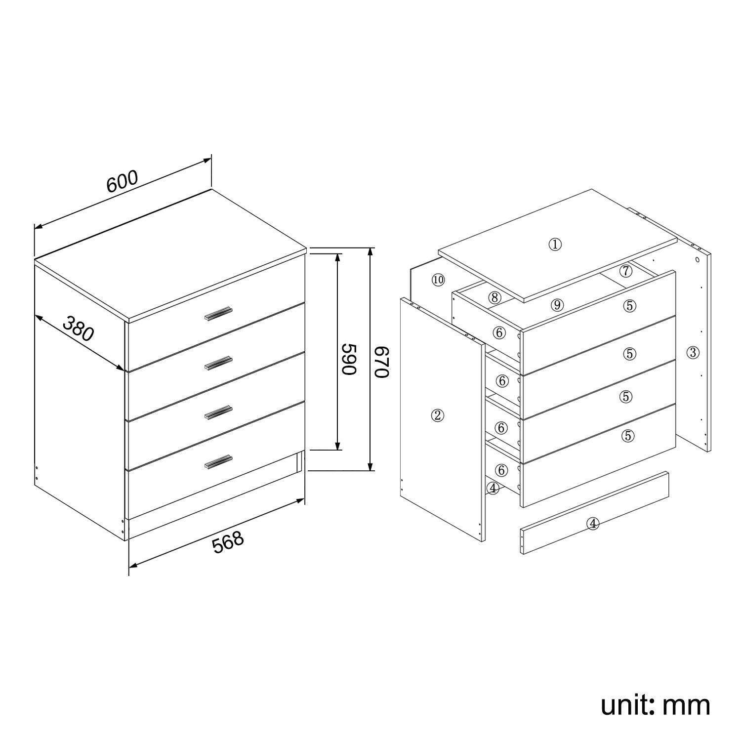 High Gloss 3 Piece Bedroom Furniture Sets Wardrobe Chest Bedside Free Delivery