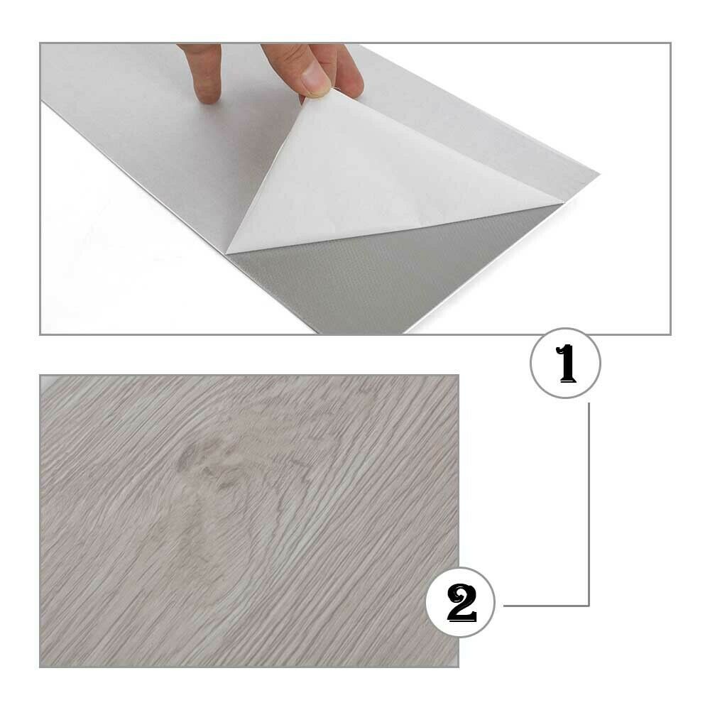 5m² Floor Planks Tiles Self Adhesive Grey Wood Vinyl Flooring Kitchen Bathroom