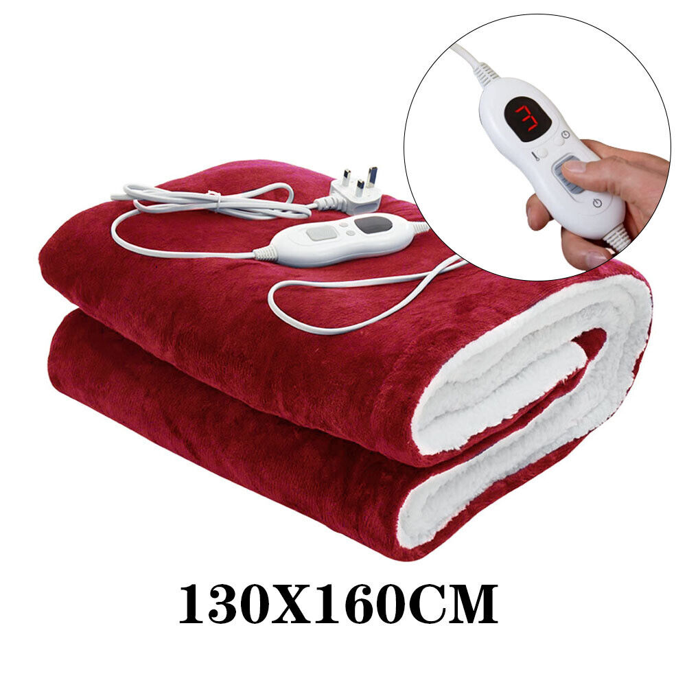 HEATED PLUSH ELECTRIC THROW SOFT FLEECE WINTER OVER BLANKET W/DIGITAL CONTROLLER