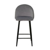 2× Grey Kitchen Breakfast Bar Stools Velvet Padded Seat Metal Legs Modern Pub