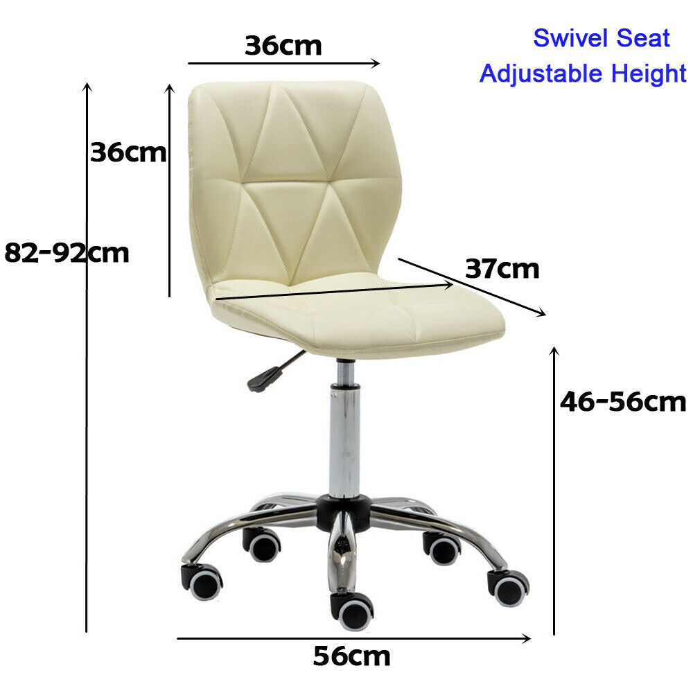 2x Cushioned Computer Desk Office Chair Chrome Legs Lift Swivel Adjustable Small