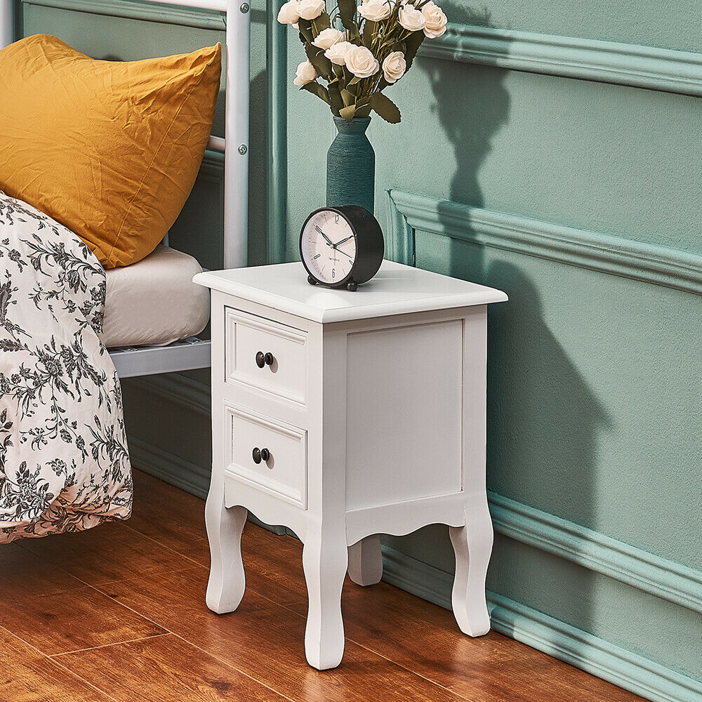 White Bedside Table With Drawer Cabinet Bedroom Furniture Storage Nightstand