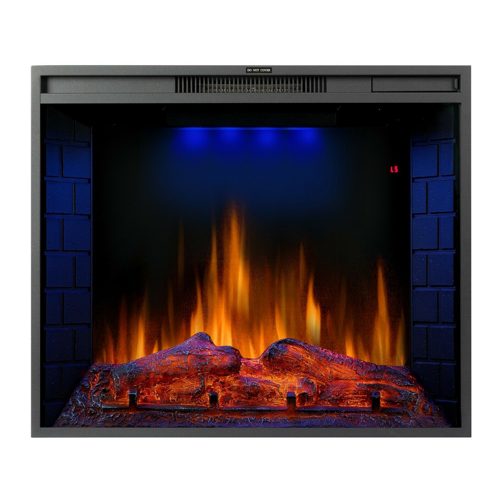 1.8KW Electric Fireplace 30'' Log Burning LED Flame Effect Standing Fan Heater