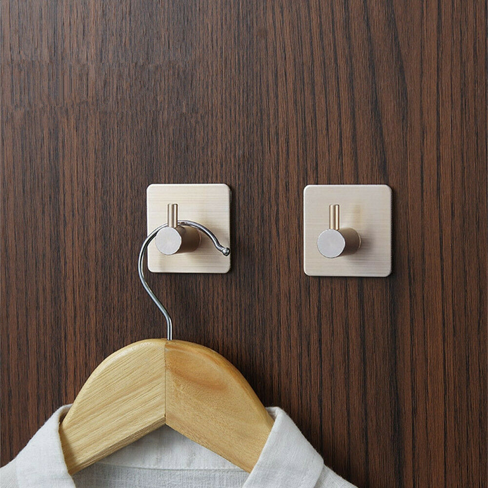10Pc Bathroom Kitchen Doors Self Adhesive Hook Stainless Steel Stick W –  Quildinc