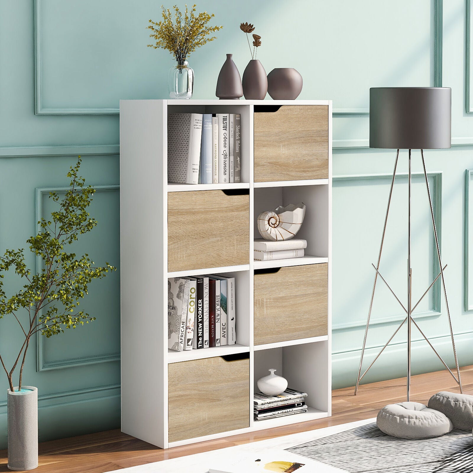 4 Tier Cube Bookcase Shelving Display Shelves Storage Unit Organiser Display