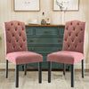 2x Pink Velvet Crown High Back Dining Chairs Kitchen Dining Room Bedroom Chairs
