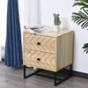 Bedside Table Unit Unique Zig Zag Design w/ Black Metal Handles Melamine