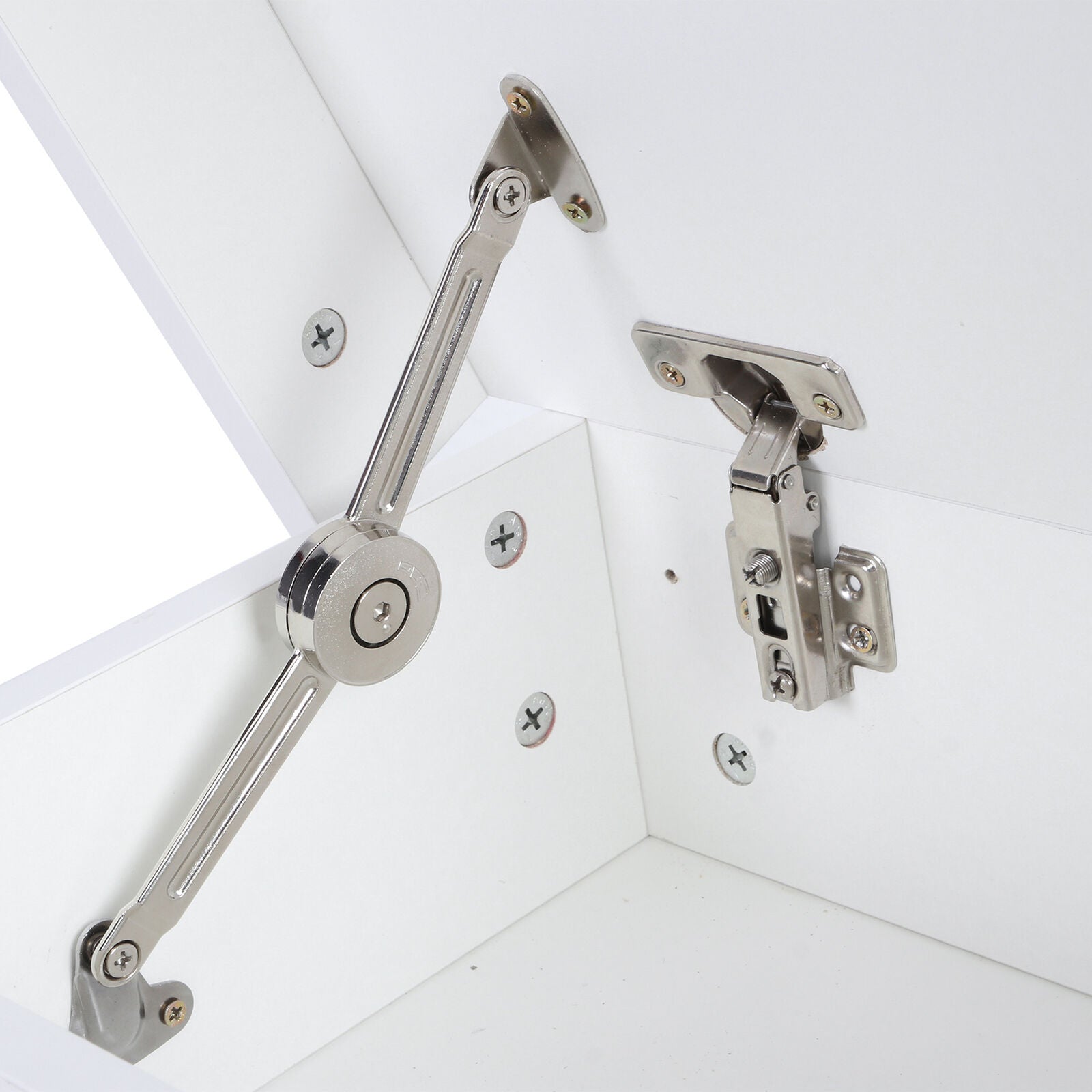 White LED Light Bedside Table Nightstand Cabinet High Gloss 2 Drawers Flip Cover