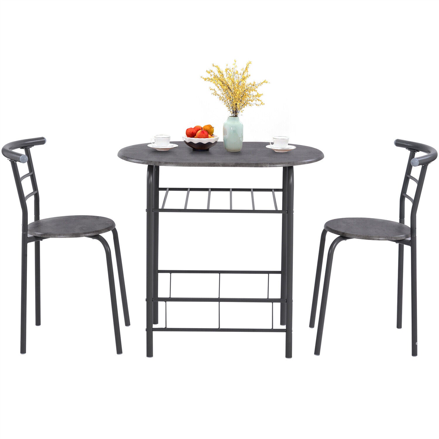 3pcs Dining Table Set and 2 Stools Breakfast Bar for Dining Room/ Kitchen HT
