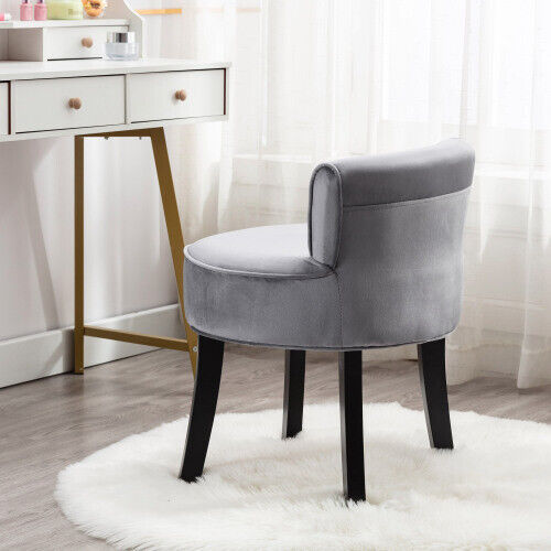 Velvet Dressing Table Stool Bedroom Vanity Makeup Stool Bedroom Chair Gray HT