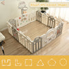 14 Panels Foldable Baby Playpen with Activity Panel & Basketball Hoop Grey HT