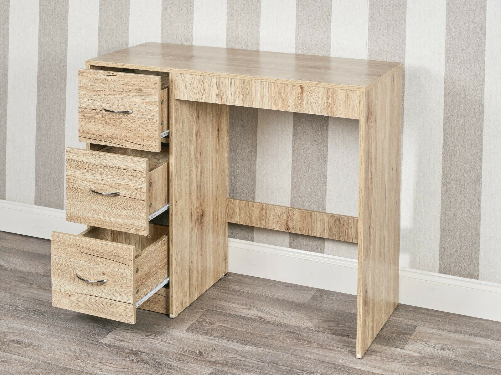 3 Drawer Wooden Bedroom Dressing Computer Work Table Desk Jewellery Office Unit