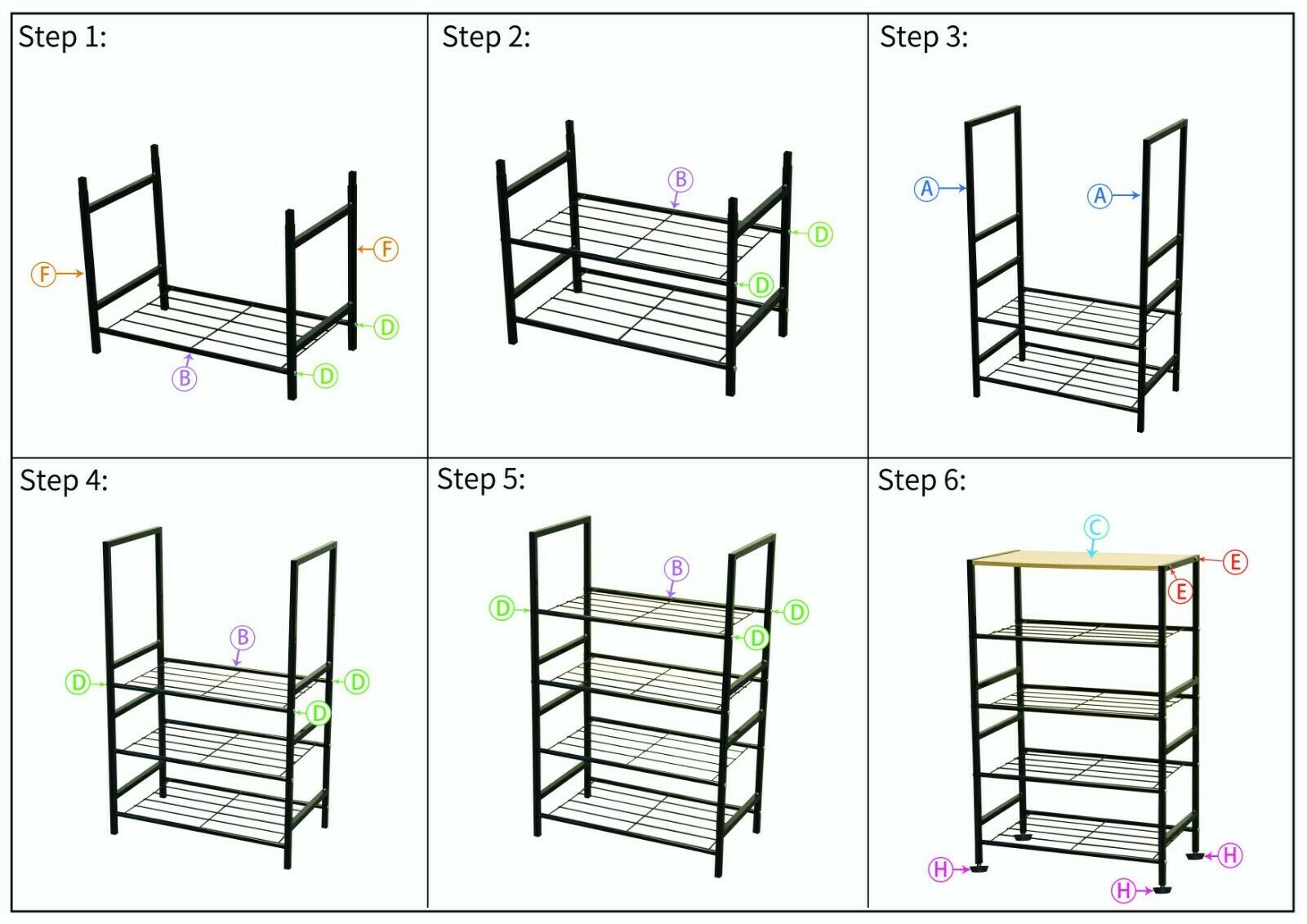 5 Layers Shoe Rack Storage Shelf Organizer Footwear Metal Mesh Shelves Stand UK