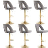 Bar Stools Set of 6 Upholstered Velvet Adjustable Height Swivel Bar Chairs Grey
