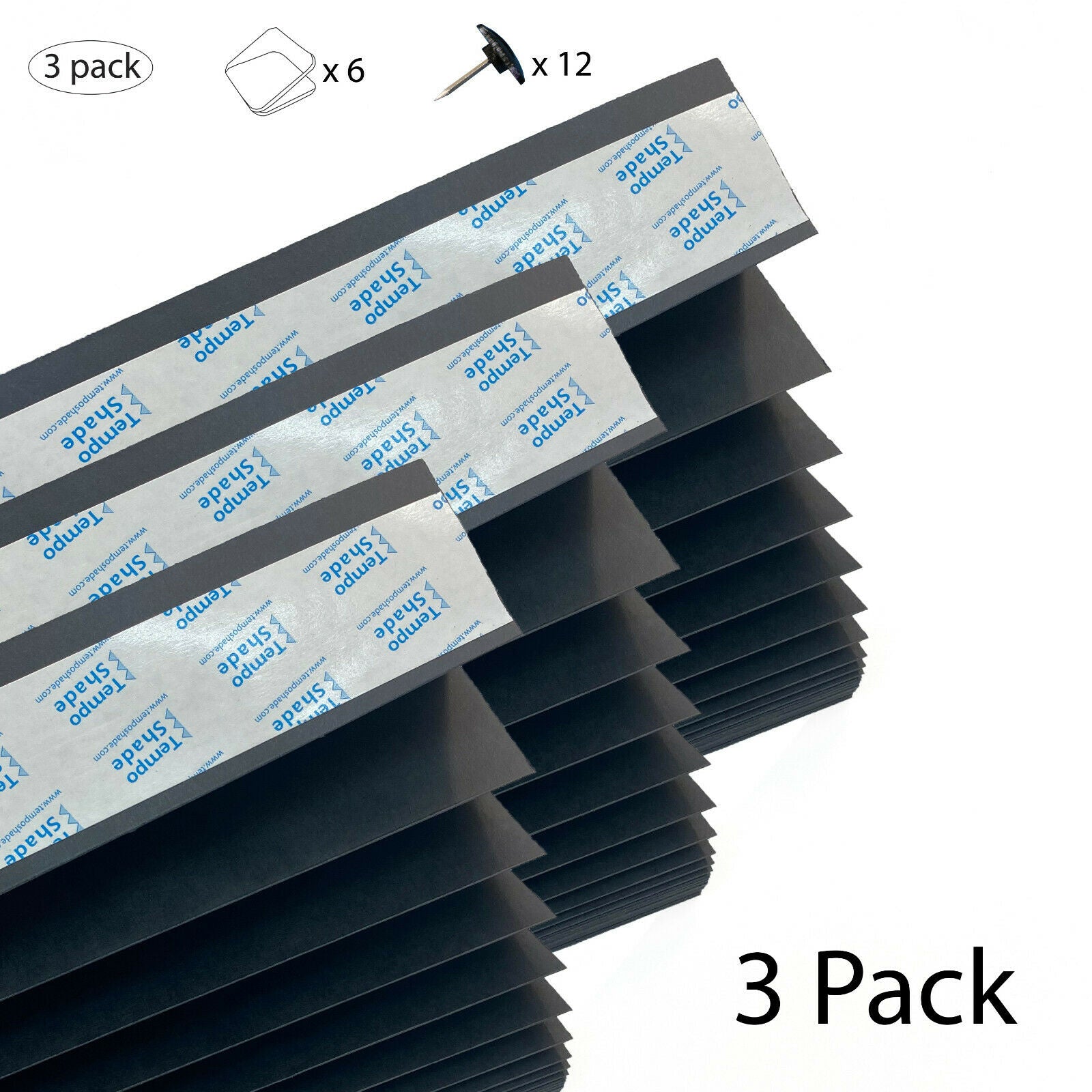 3 x Genuine Temposhade Instant Blinds - (89cm x 180cm) - 'Quick Fix'