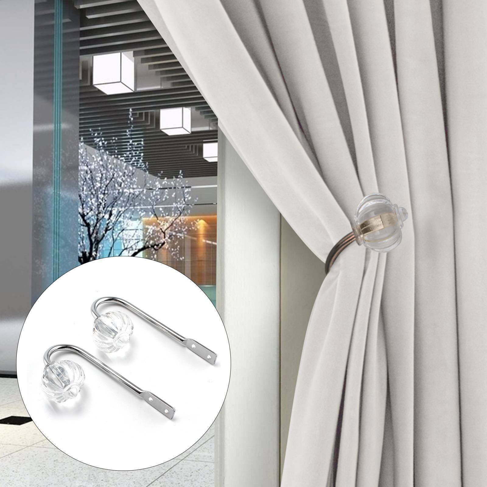 2X Metal Crystal Curtain Holdback Wall Tie Backs Hook Hanger Holder Home Decor