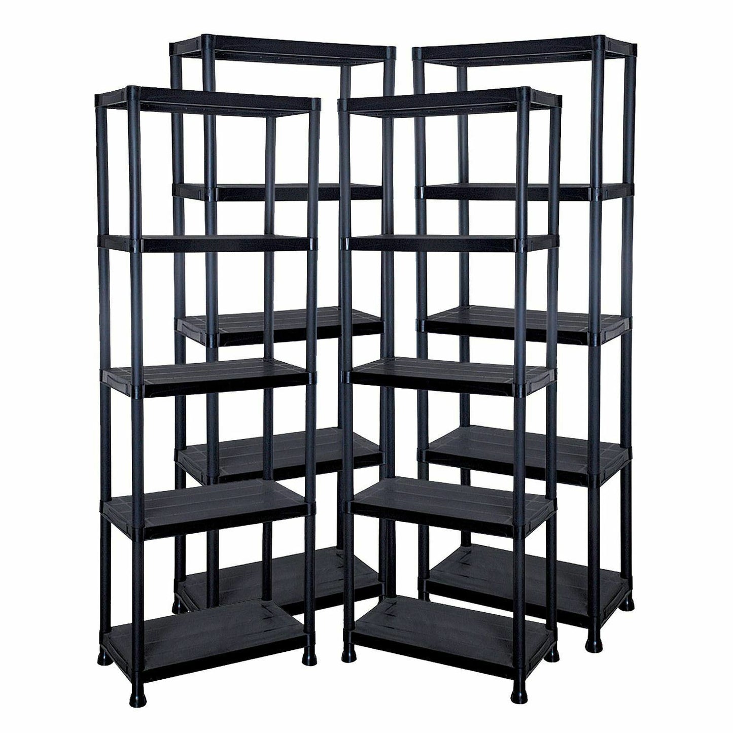 4/5 TIER PLASTIC SHELVING UNIT STORAGE RACKING SHELVES GARAGE WAREHOUSE SHED
