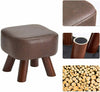 Small Footstools Ottoman Leather Foot Stool Rectangle Footrest Padded Seat Brown