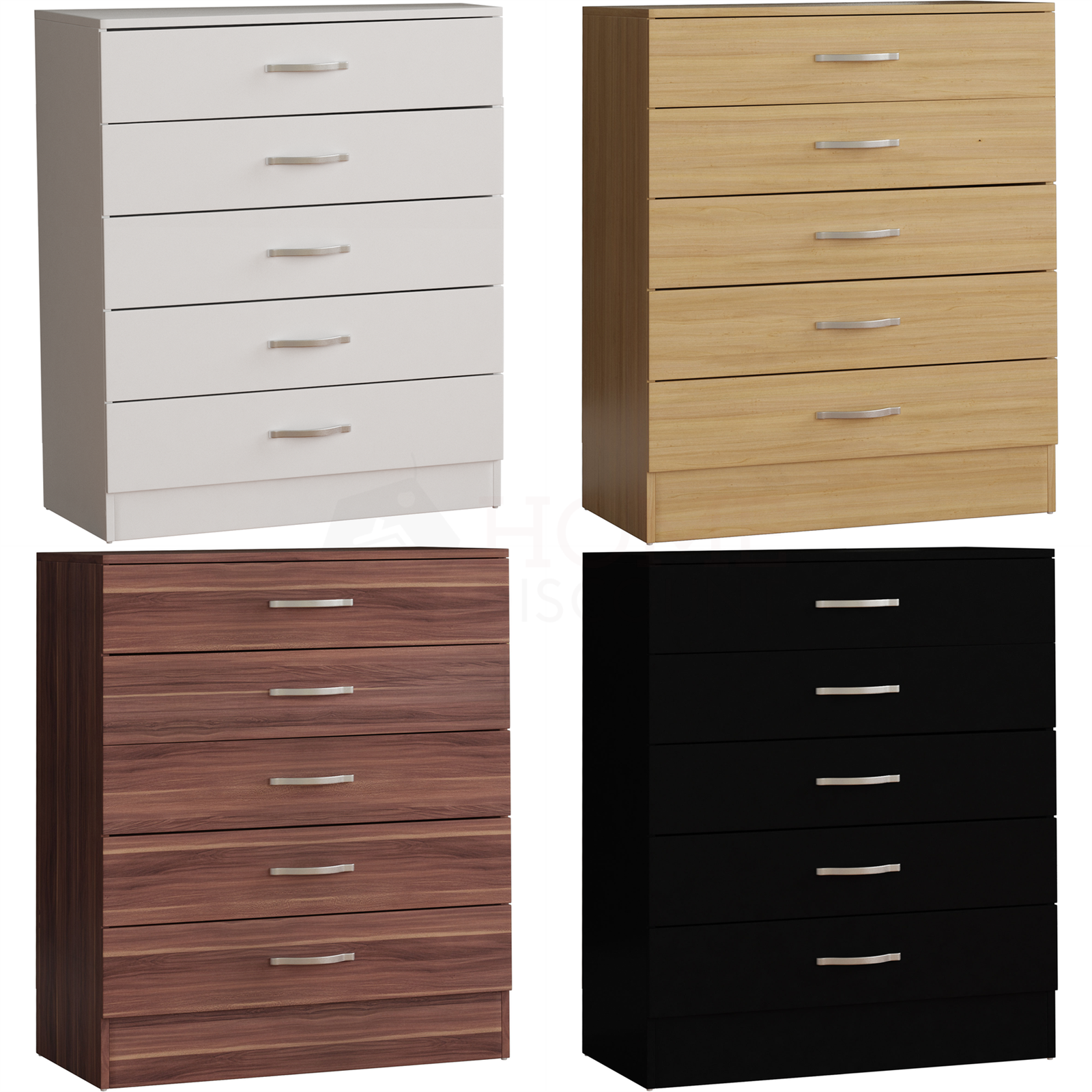 Modern Chest of Drawers Bedside Table Cabinet 5 Drawer Bedroom Storage Wood