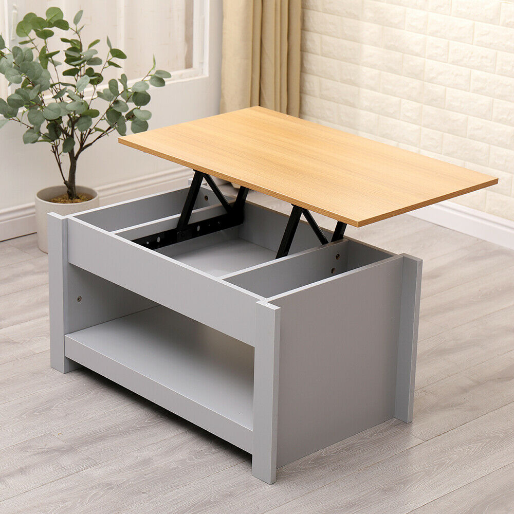 Living Room Lift Up Top Coffee Table with Storage Shelf Different Color Choice