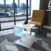 White High Gloss Coffee Table RGB LED Lights Wooden S-Shape Side Table Furniture