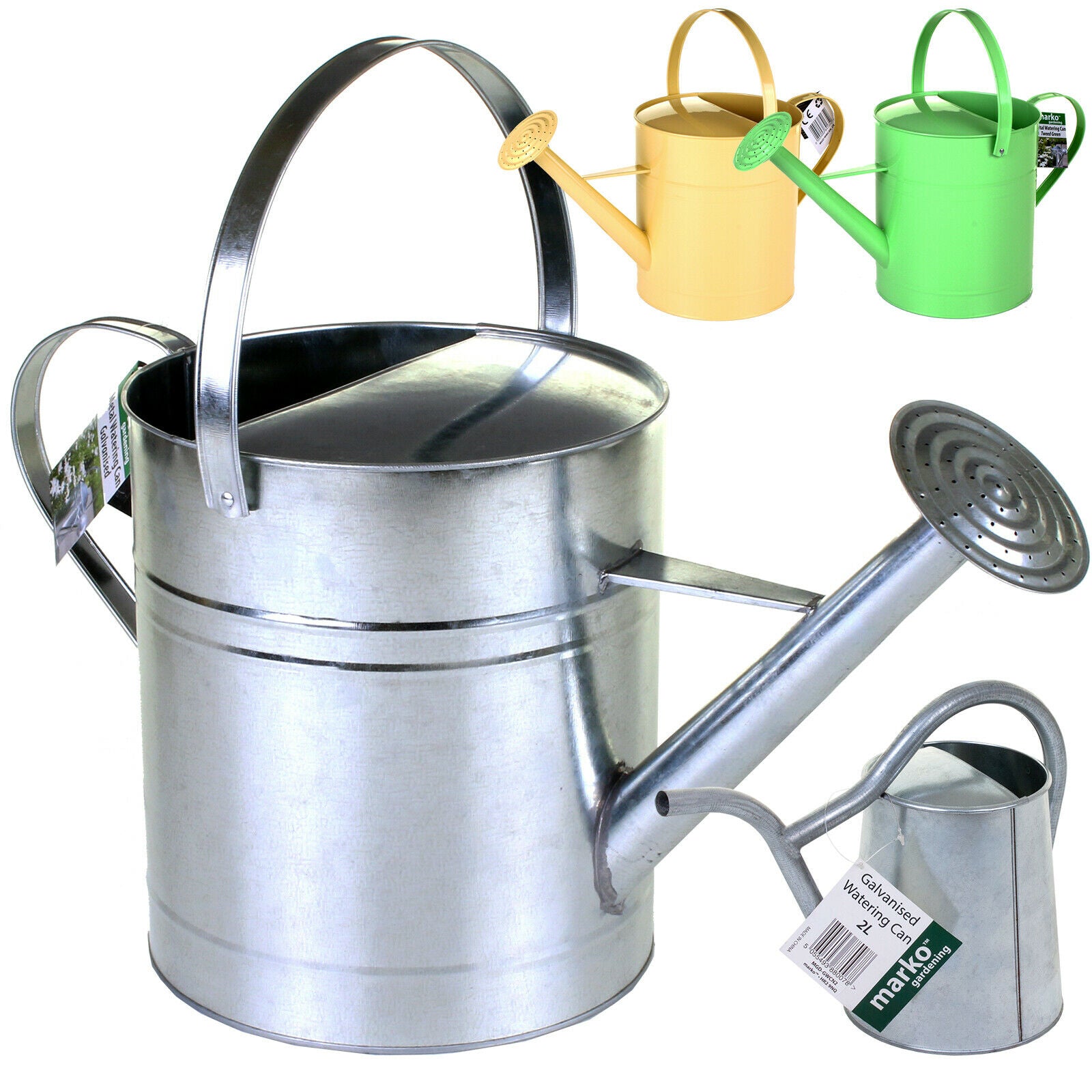 2L/10L Watering Can Metal Galvanised Steel Rose Garden Plants Water Green Cream