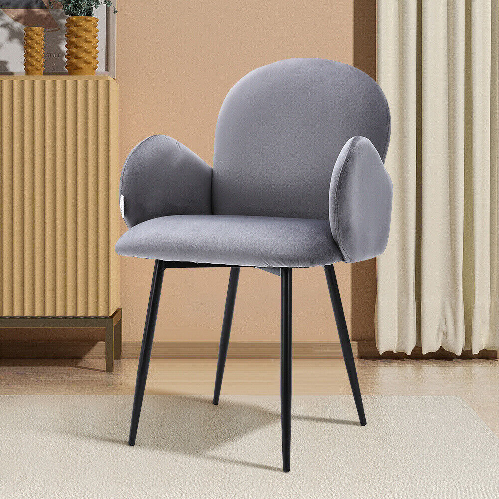1/2X Dining Chair Upholstered Side Chairs Metal Legs Office Home Reception Seat