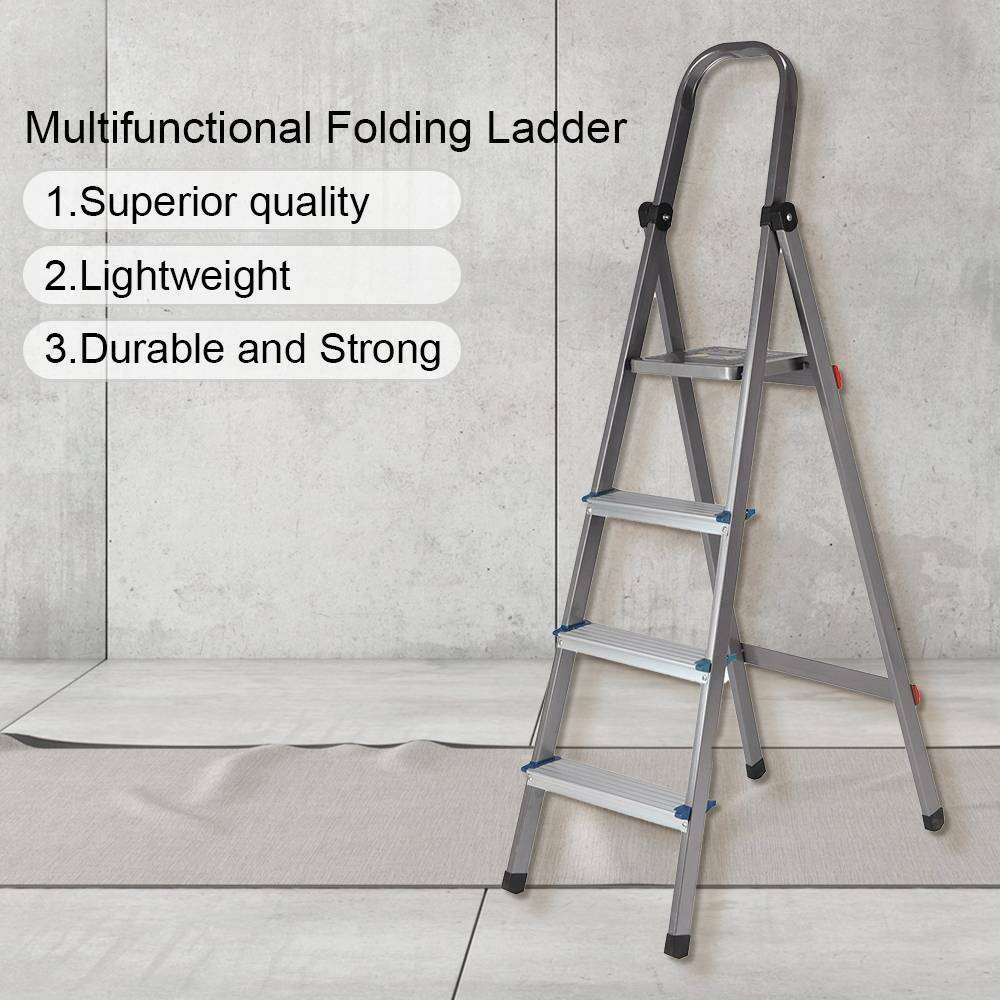 3 4 Tread Step Ladder Folding Aluminum Ladders with Safety Non-Slip Step