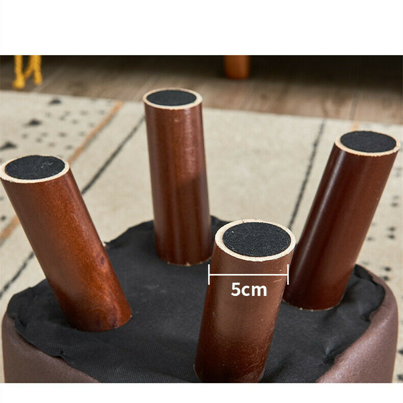 Small Footstools Ottoman Leather Foot Stool Rectangle Footrest Padded Seat Brown