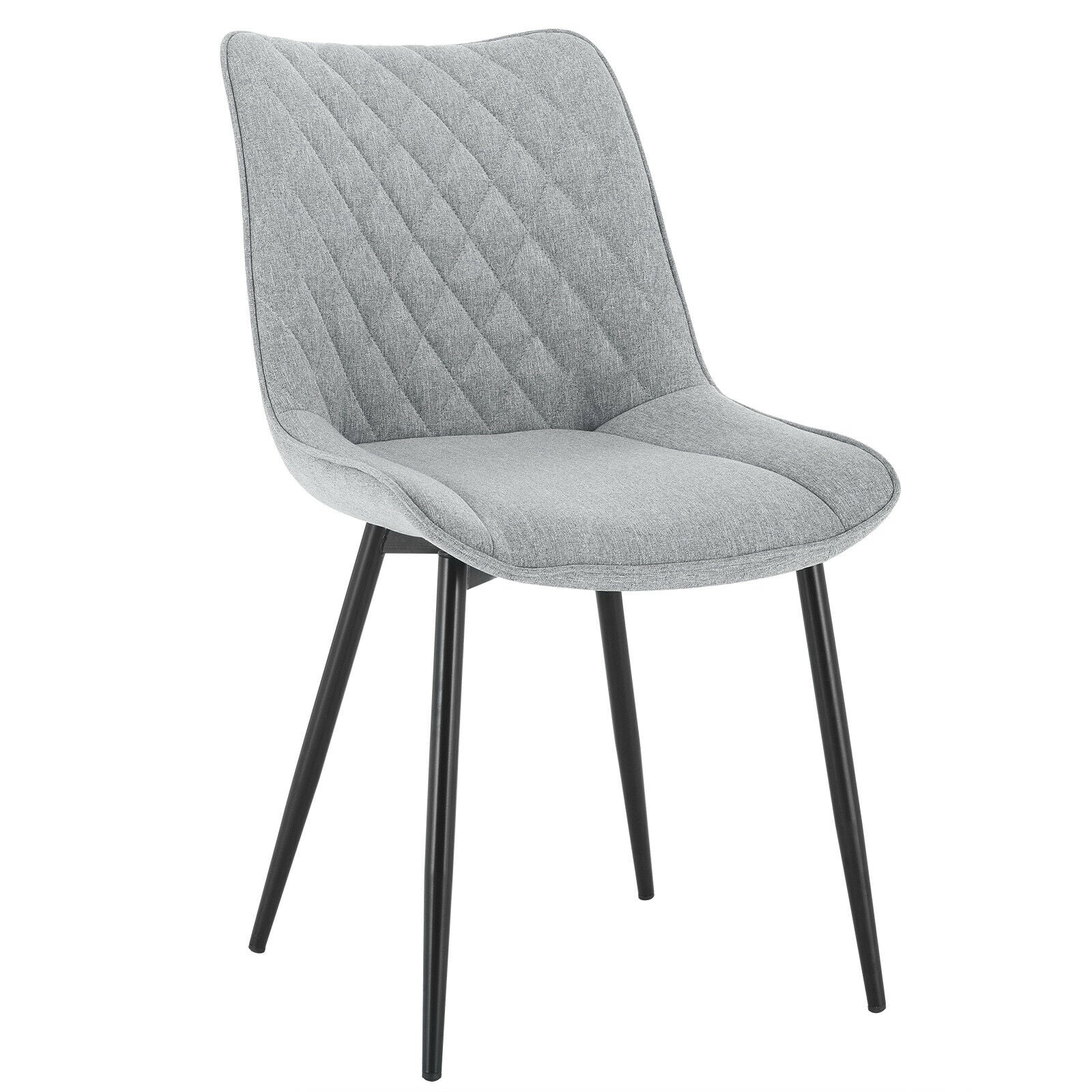 2XDining Chairs Kitchen Chairs Living Room Chairs Linen with Padded Seat Grey