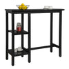 Bar Table Bistro Table MDF Metal Dining Table with 2-Tier Storage Rack Shelves