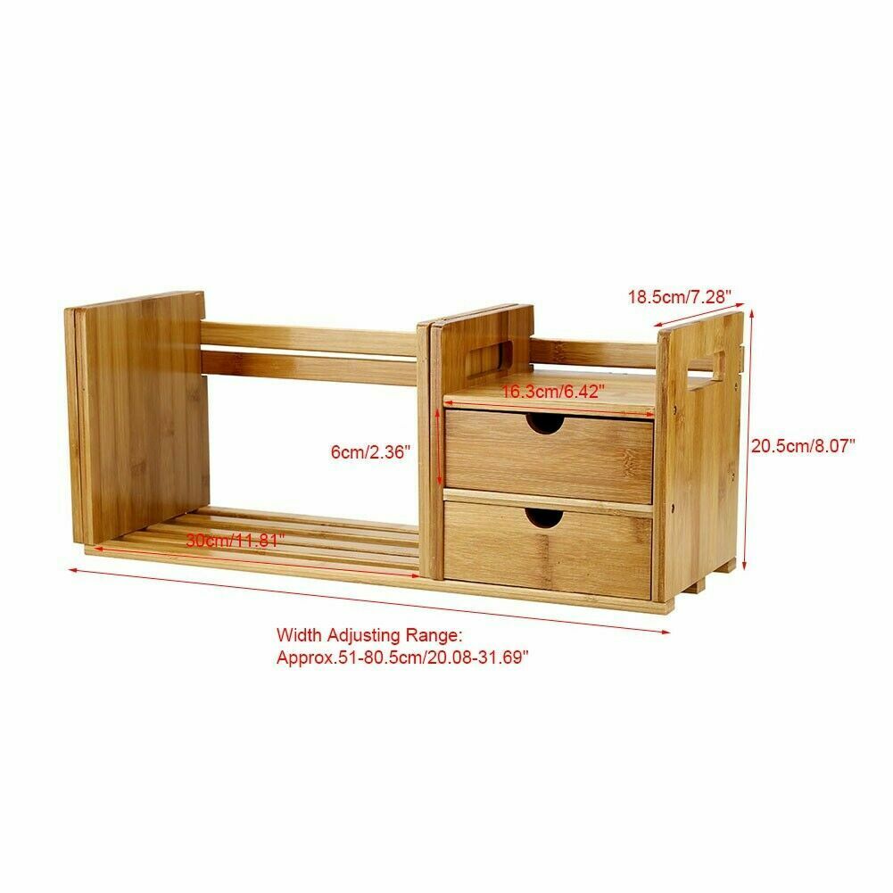 Desktop Bookshelf Extendable Display Shelf Rack Bookcase Office Desk Organizer