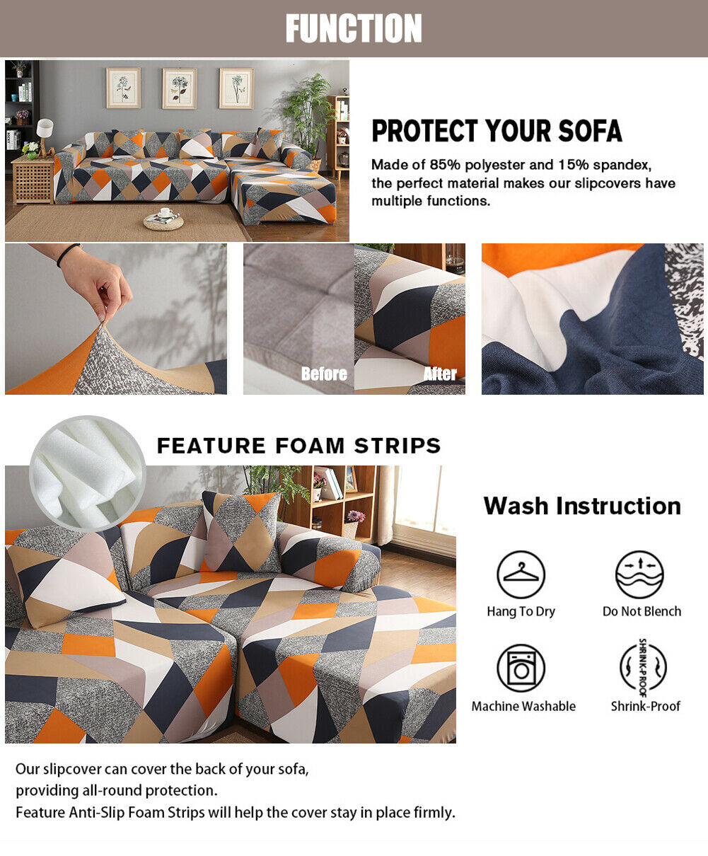 1/2/3 Seater Elastic Floral Sofa Covers Slipcover Settee Stretch Couch Protector