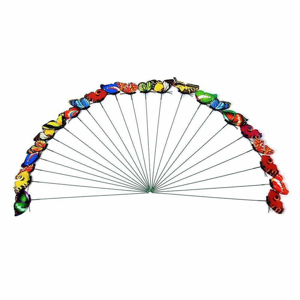 50Pcs Butterfly Garden Metal Stake Patio Lawn Yard Wedding Outdoor Village Deco