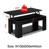 Black Wooden Coffee Table With Storage Lift Top Up Drawer Living Room Furniture