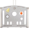 Foldable Baby Playpen with Activity Panel and Basketball Hoop 16 Panels Grey HT