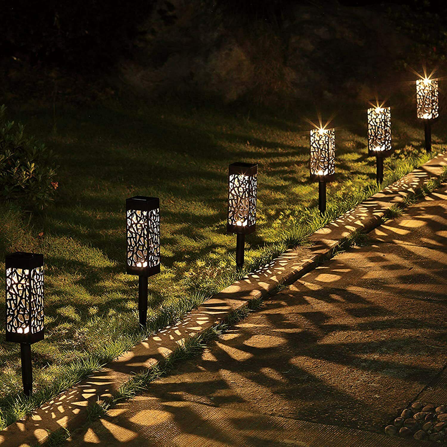 Solar Powered Garden Post Lights Waterproof LED Outdoor Yard Path Lighting UK