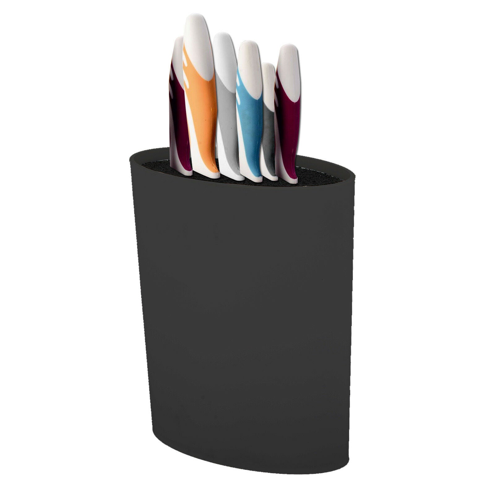 Knife Block Holder Universal Knife Block Oval knife Block Stand Rack Black