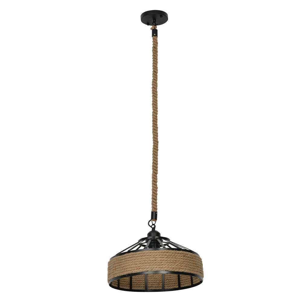 New Vintage Industrial Loft Hemp Rope Iron Pendant Ceiling Light Retro Lamp Hot