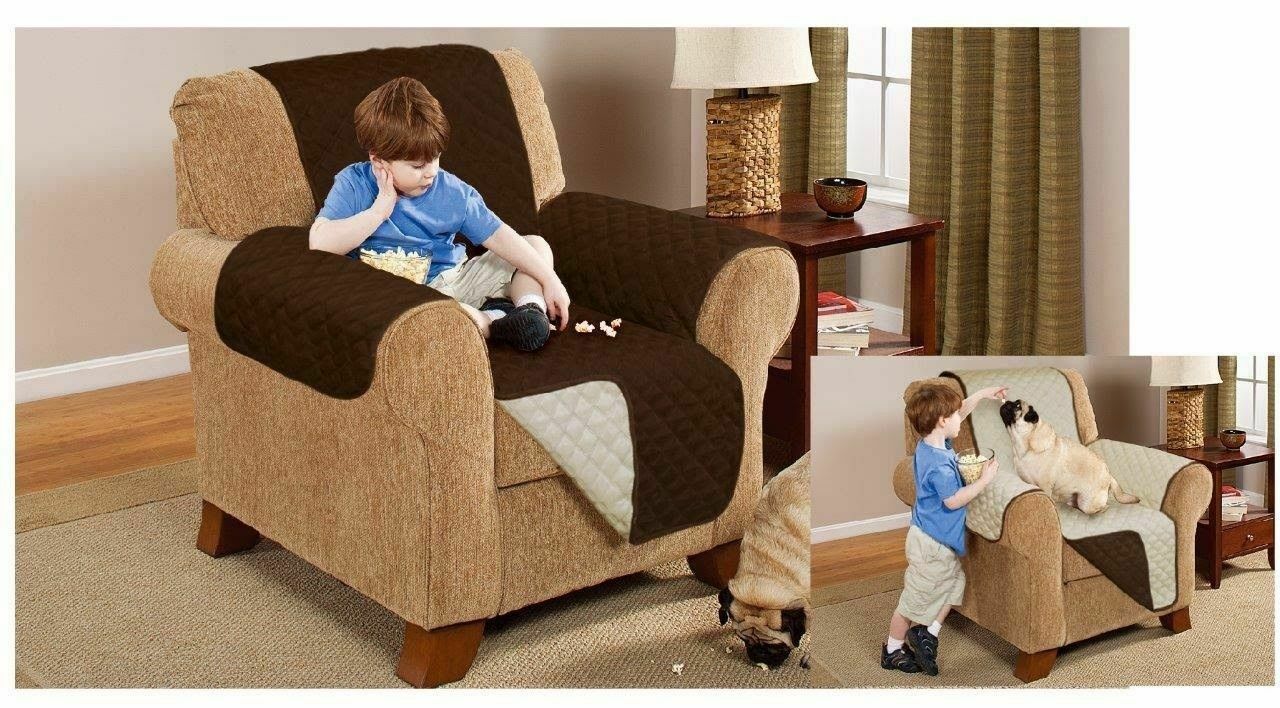 Quilted Sofa Cover Furniture Protector Throw Waterproof WITH STRAP