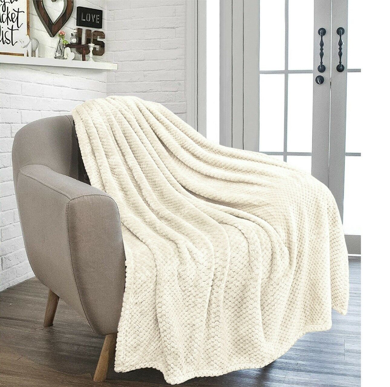 Luxury Waffle Honeycomb Throw Popcorn Blanket Warm Soft Travel Bedspread