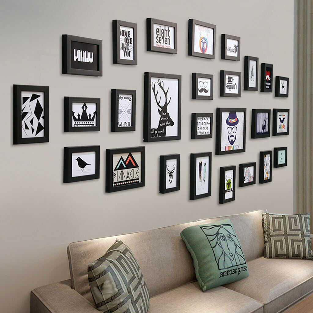 26 PCS Wall Mount Photo Frames Multi Picture Wall Set Home Living Room Decor